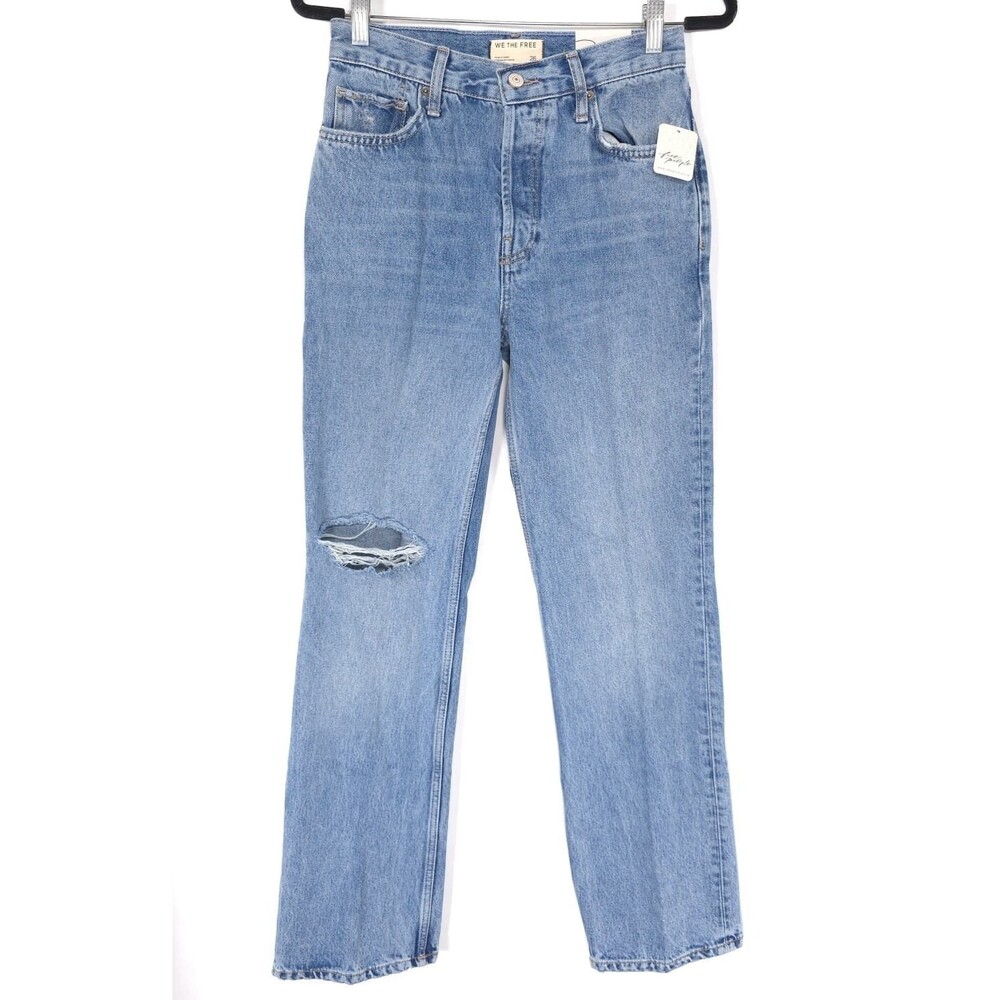 WE THE FREE Women's New 26 Jeans Distressed Blue Holly High Rise Bootcut Flare